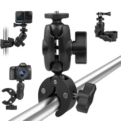 Motorcycle Bicycle Handlebar Clip Bracket for Insta360 X5 X4 X3 GoPro 13 12 11 10 SJCAM Selfie Stick Double Clip Monopod Mount