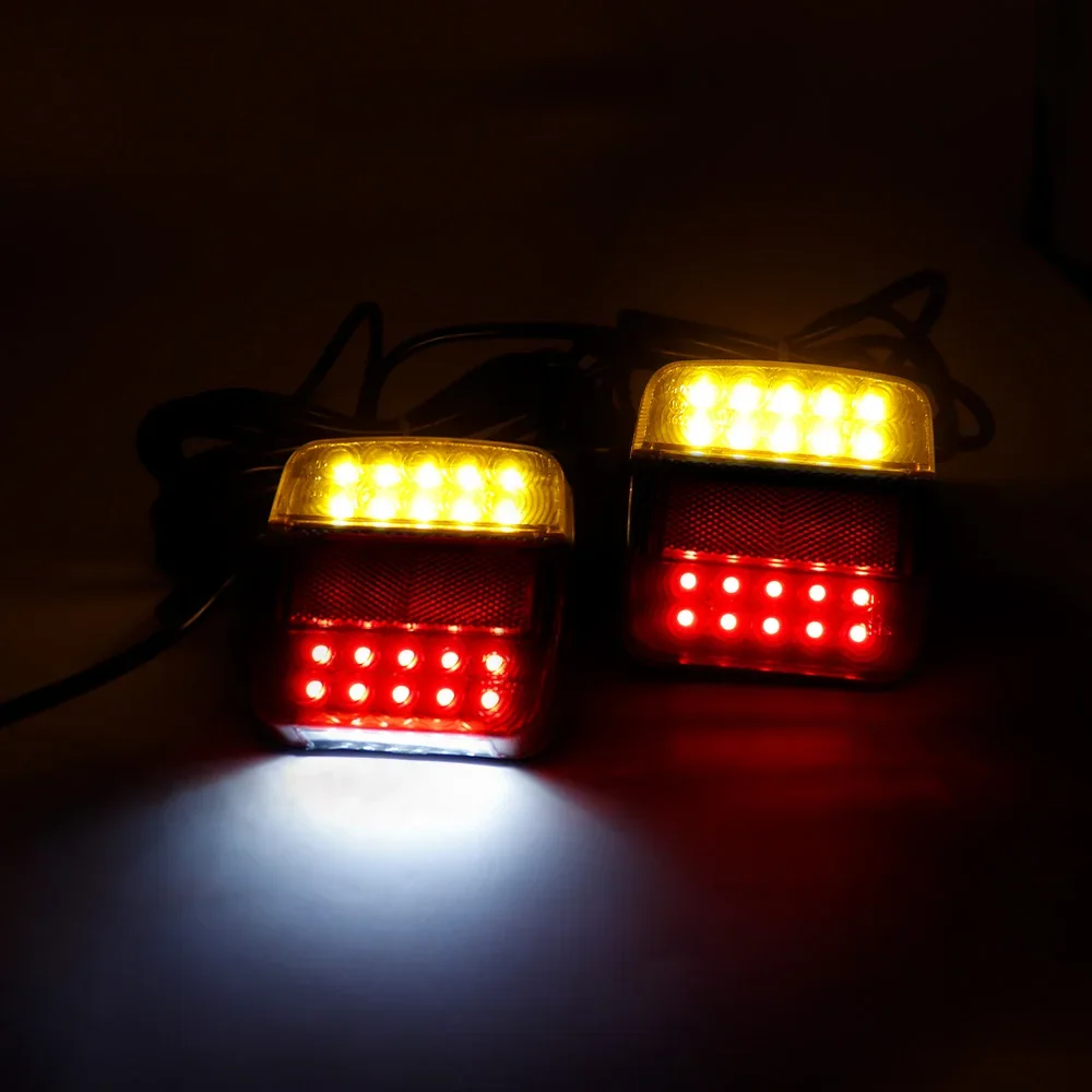 Uniwersalny zestaw 12V 16 LED tylnych świateł holowniczych do przyczepy, kabel 10m, 7-pinowe światło stop, tarcza, oświetlenie tablicy rejestracyjnej, wodoodporne światła