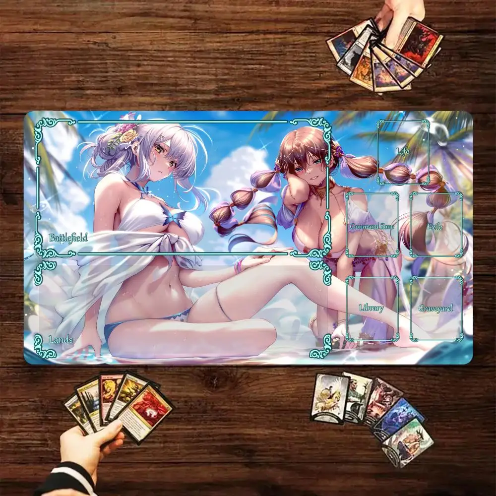 

Magic card playmat with zone Sexy anime girl hentai mtg Playmat Desk Mat gamer keypad expansion gaming mouse pad office desk mat
