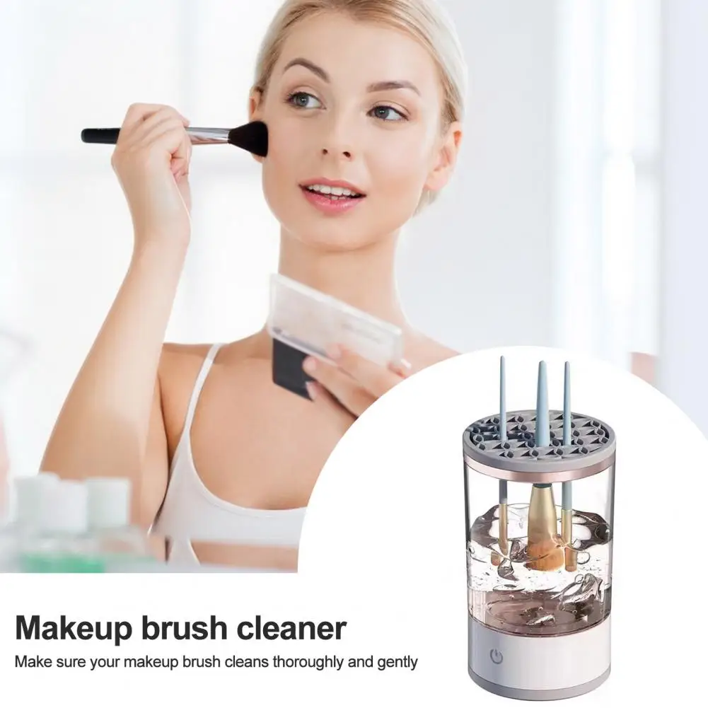 2Pcs Electric Makeup Brush Cleaner Automatic Spinner Makeup Brush Holder Stand Women Lazy Cleaning Brush Washer Quick Dry Tool