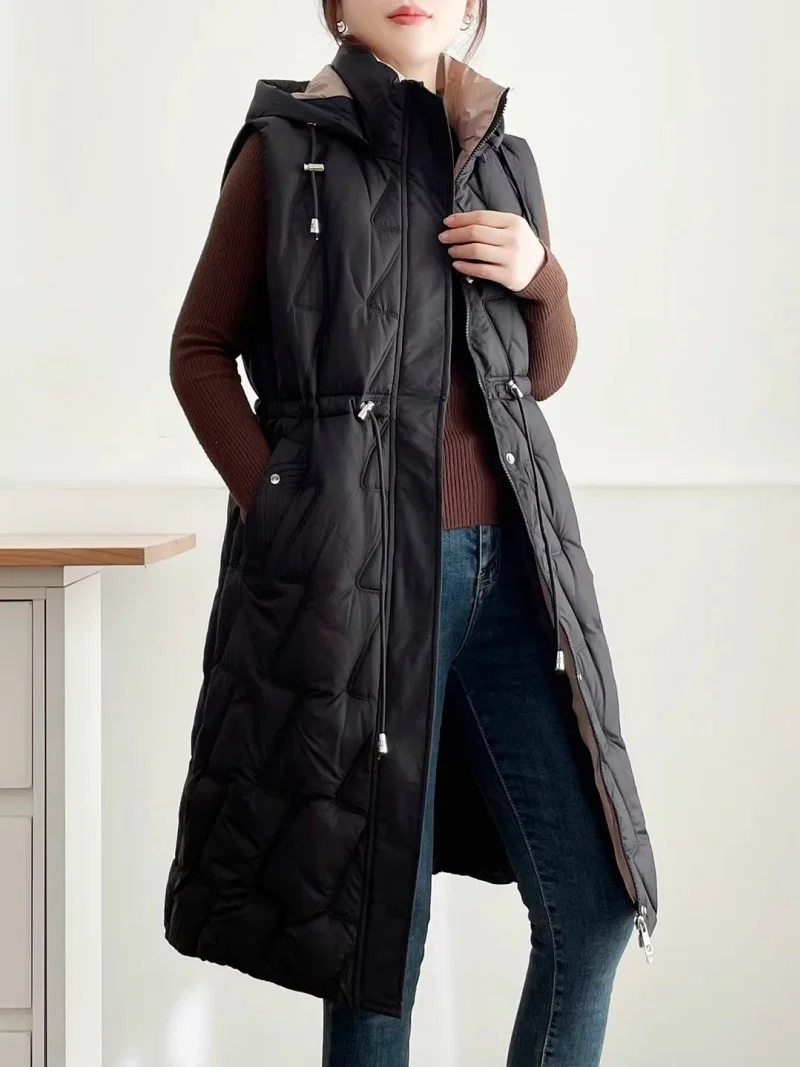 العصرية الشارع الشهير صدرية سترة سترة فضفاضة منتصف طول أسفل القطن سترة للنساء الخريف/الشتاء التخسيس ملابس خارجية غير رسمية w1196