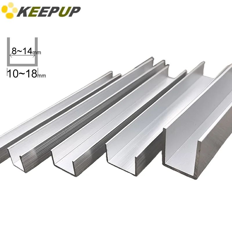 6063T5 Equilateral u shaped Groove aluminum channel Inner width 8 10 11 12 13 14 mm 10x5 10x12 10x20 12x10 12x12 14x9 14x20 16x8