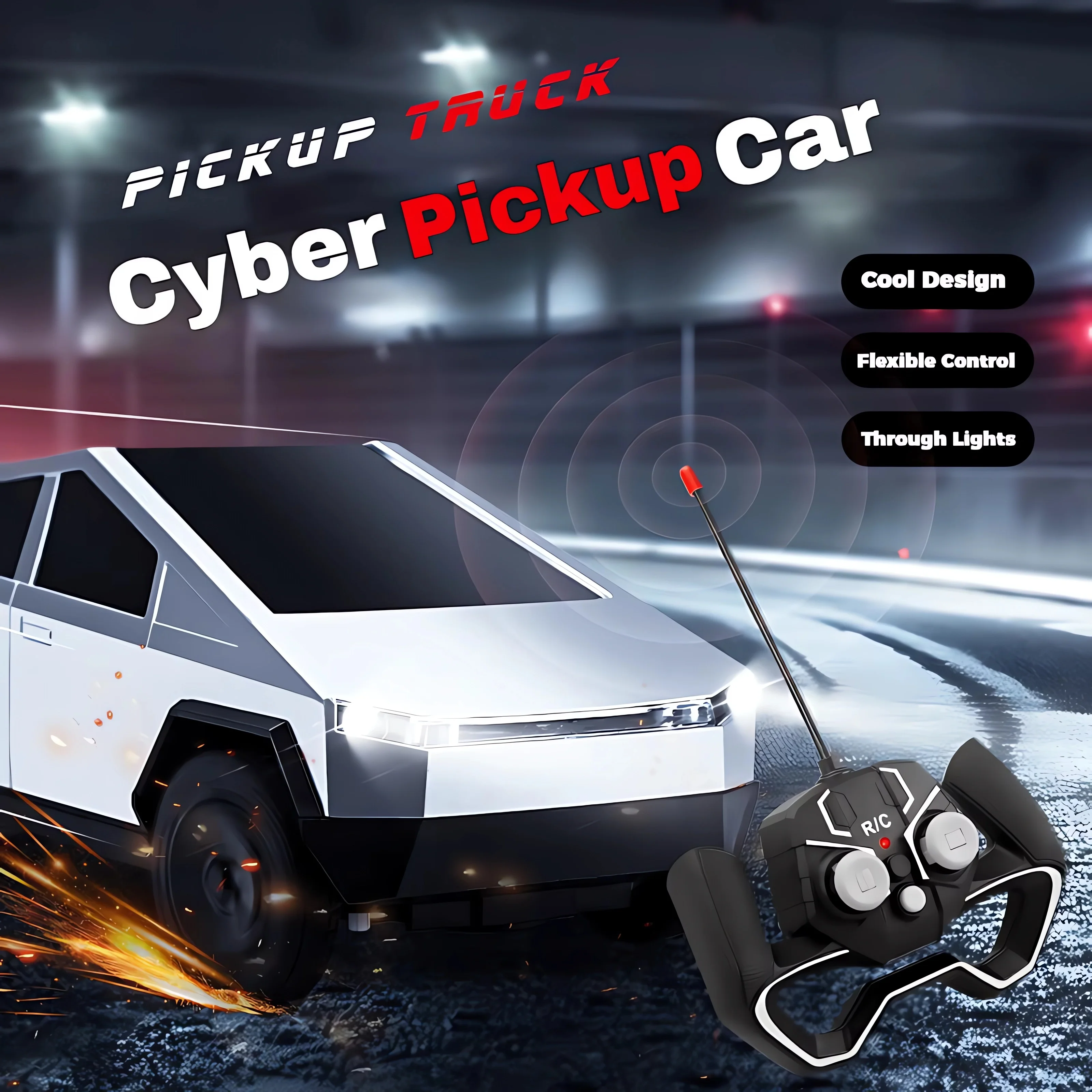 Four wheel drive off-road remote control truck toy 1:24 scale remote control car with LED light 27MHz wireless children's gift