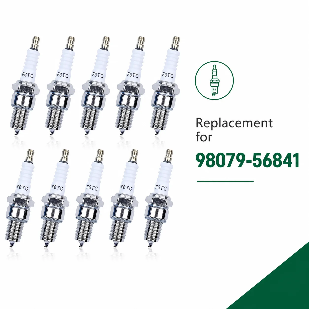 10Pcs F6TC Spark Plug For Honda GCV135 5.5-13HP Engine, Rep. Champion N9YC Bosch W6D Denso W20EP OEM 98079-56841 Fit 120-459cc