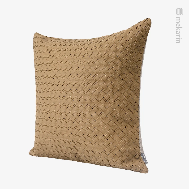 Simple and light luxury coffee color woven pillow villa bedroom living room sofa square pillow hotel winery restaurant pillow