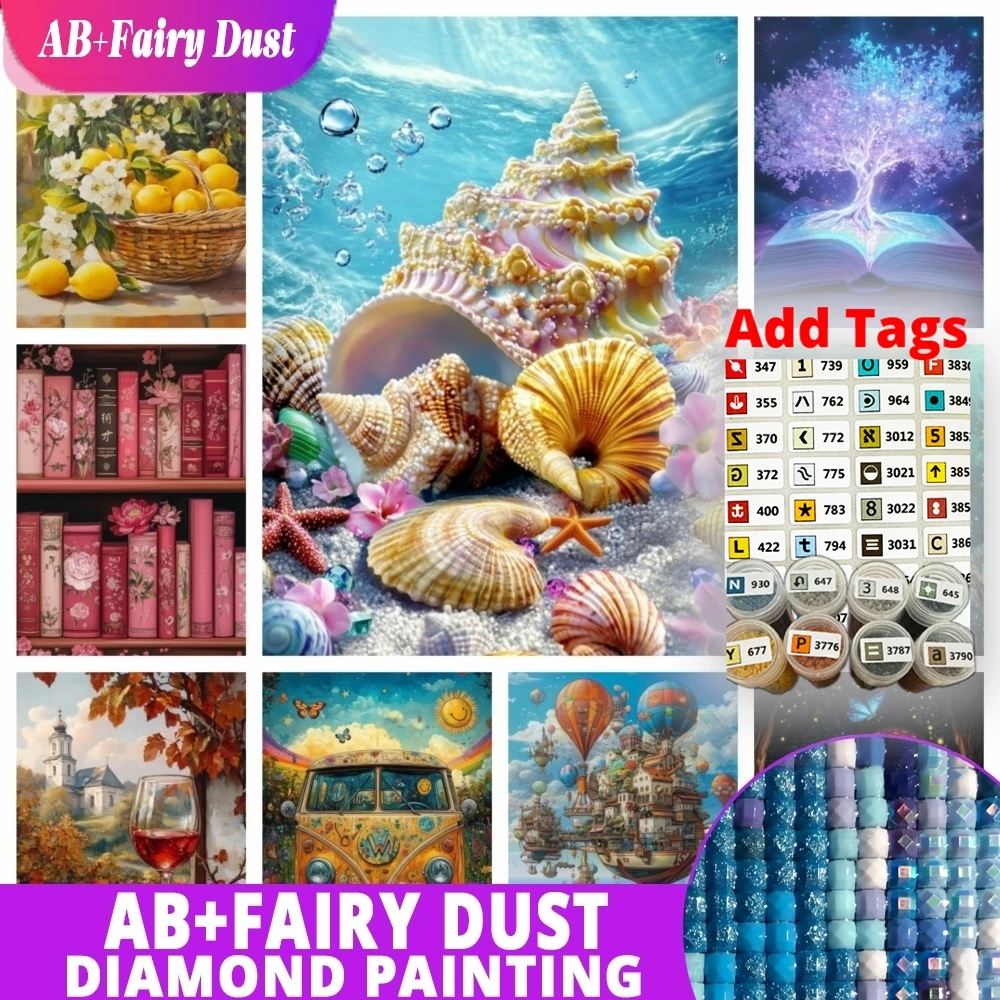 AB Fairy Dust Landscape Diamond Painting Kits Handcraft Cross Stitch Fantasy Tree Car Accessories Mosaic Embroidery Cozy Home De