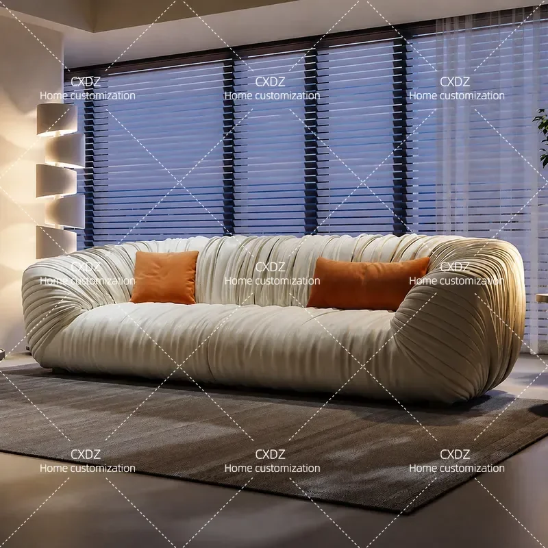 Italian light luxury full leather sofa villa living room large flat layer home sofa modern minimalist first layer leather