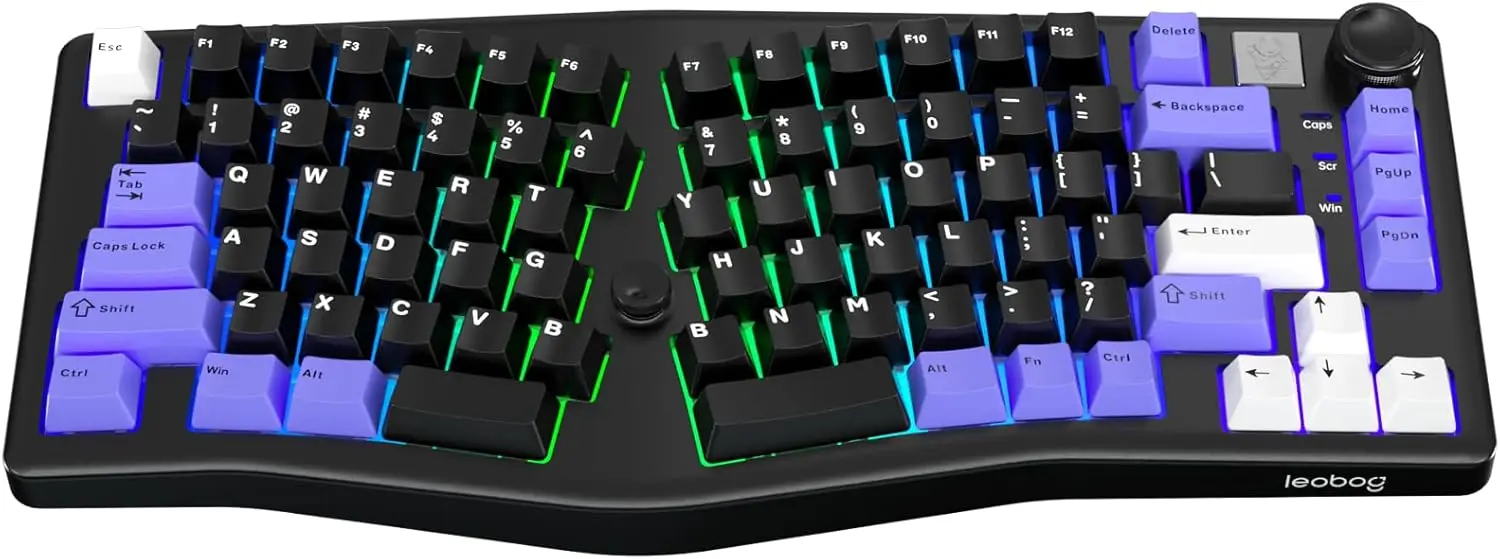 

75% Alice Ergonomic Keyboard, Wireless Mechanical Gaming Keyboard Tri-Mode BT5.0/2.4G/Wired with Joystick and Knob, RGB Backlit Hot Swappable Linear Switches for Win
