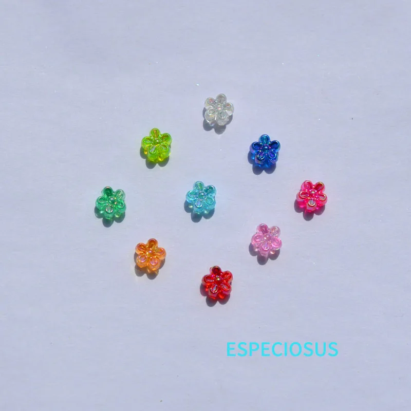 Transparent Multi Color Plated Acrylic Blossom Loose Beads Small Flower Spacer DIY Jewelry Making Departments Bracelet Accessory