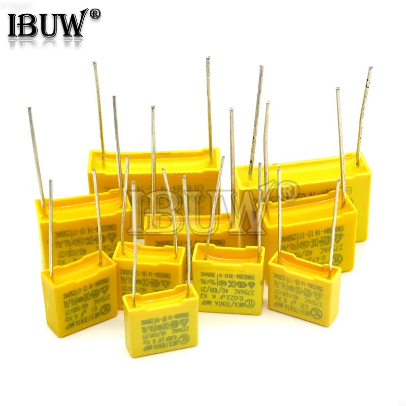 10pcs 275VAC capacitor X2 series 0.01UF ~ 2.2UF Polypropylene film capacitor New 10nf 100nf 150nf 200nf 680nf 470nf 1UF