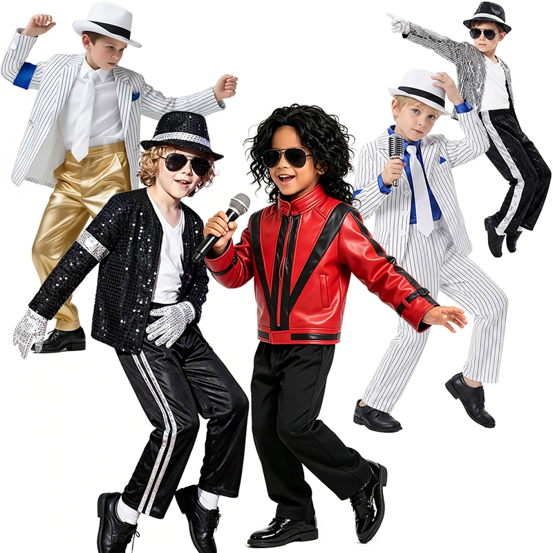 Costume da Bambino per Feste di Halloween e Festival, Ispirato alle Performance dei Pop Star Classici degli Anni '80, Outfit da Cantante per Ragazzi