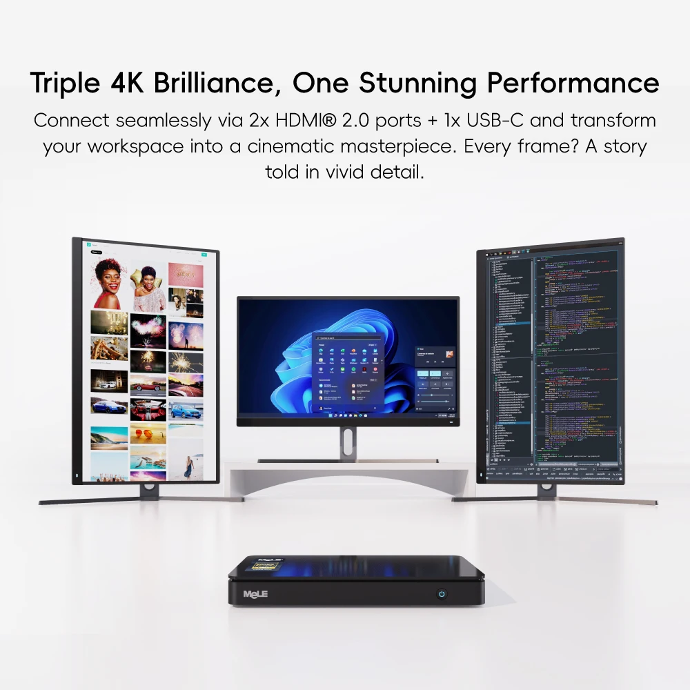 MeLE Overclock X2 Mini PC,N150 16GB 512GB Micro Desktop Computer, 4K Triple Display, All-in-one USB-C, USB3.2/WiFi/BT/Ethernet