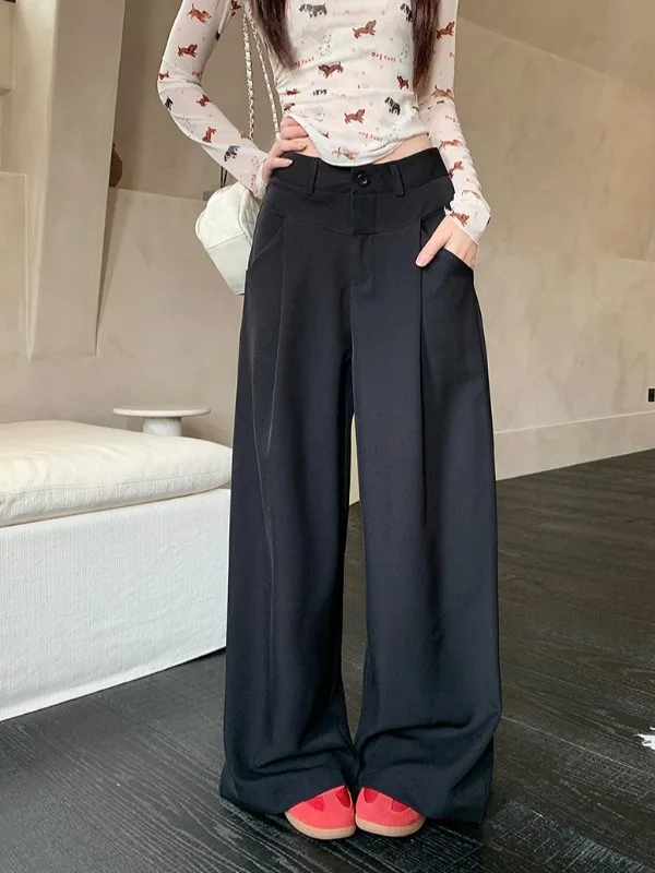 Caramel Color Wide Leg Suit Pants Women's High Waist Loose Fitting Long Trousers Autumn New Arrival Slimming Effect