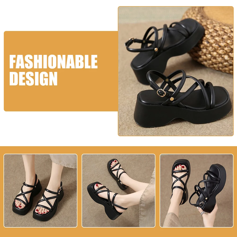 

Thick Bottom Wedge Sandals Women Black 35 Code Beach Summer Casual Platform Shoes Flat Comfortable Breathable