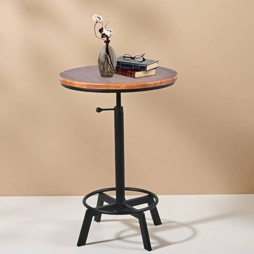 

Vintage Bar Table 30-35.4inch Height Adjustable Industrial Bistro Table Retro Dinning Table for Kitchen Coffee House Pub Swivel