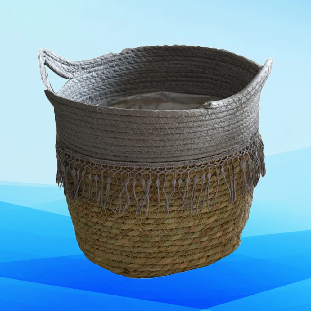 

1 шт. Подвесное кашпо из ротанга для цветов, для использования в помещении и на улице, большой объем, плетеный дизайн, декоративный элемент