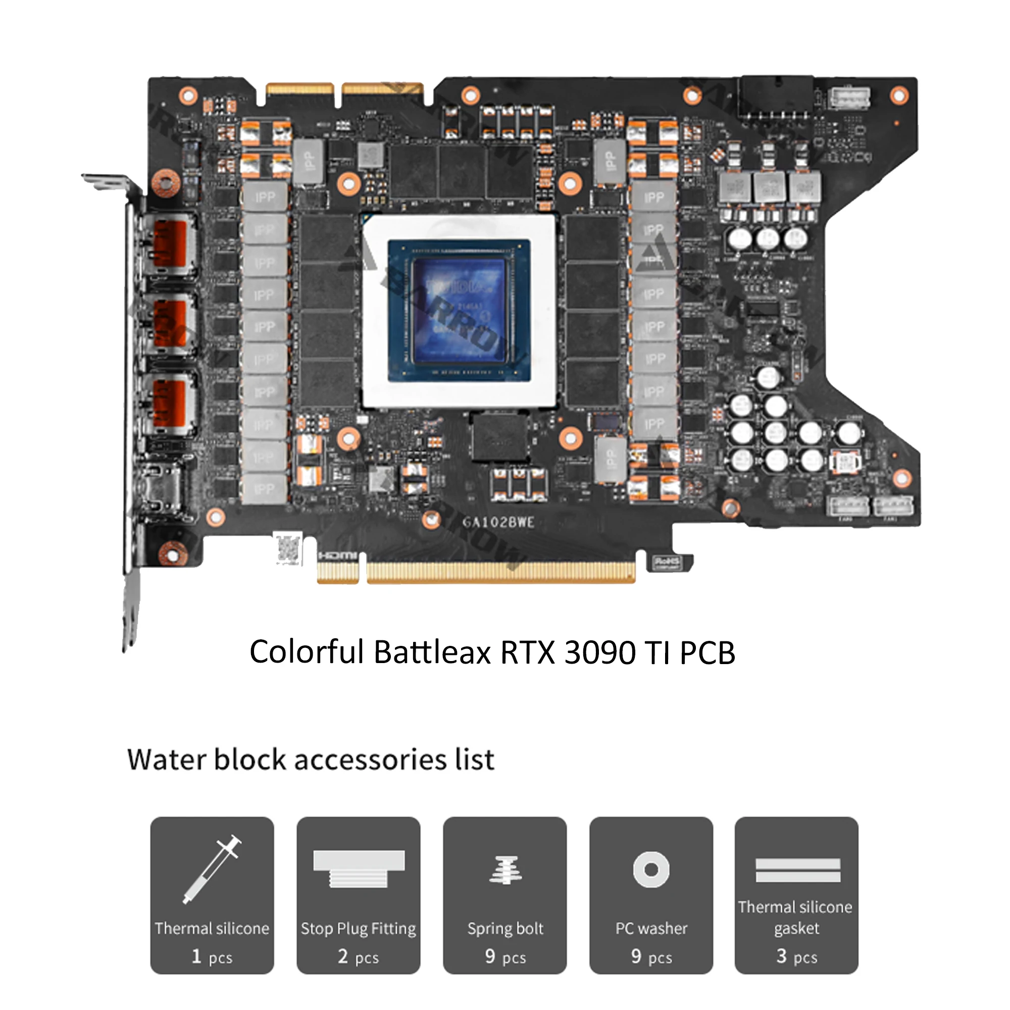 Barrow GPU Water Block For Colorful RTX Battleax 3090 TI Neptune/ VULCAN OC Graphics card 5V with Backplate Copper Radiator