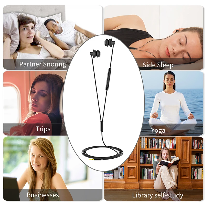 VAORLO – écouteurs intra-auriculaires filaires de sommeil, oreillettes sans racine d'oreille, stéréo, Hi-Fi, musique, invisibles, avec micro, suppression du bruit, 3.5mm