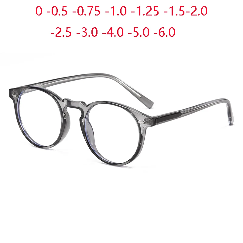 

Anti-blue Light Rivet Frame Round Prescription Glasses For The Nearsighted TR90 Student Myopia Spectacles 0 -0.5 -0.75 To -6.0