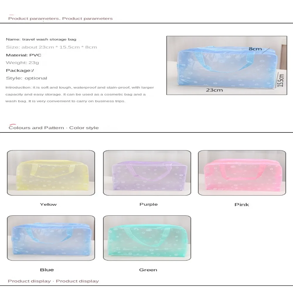 Organizzatore trasparente delle donne della borsa di immagazzinaggio cosmetica del PVC impermeabile di 5 colori per le borse da bagno di viaggio di