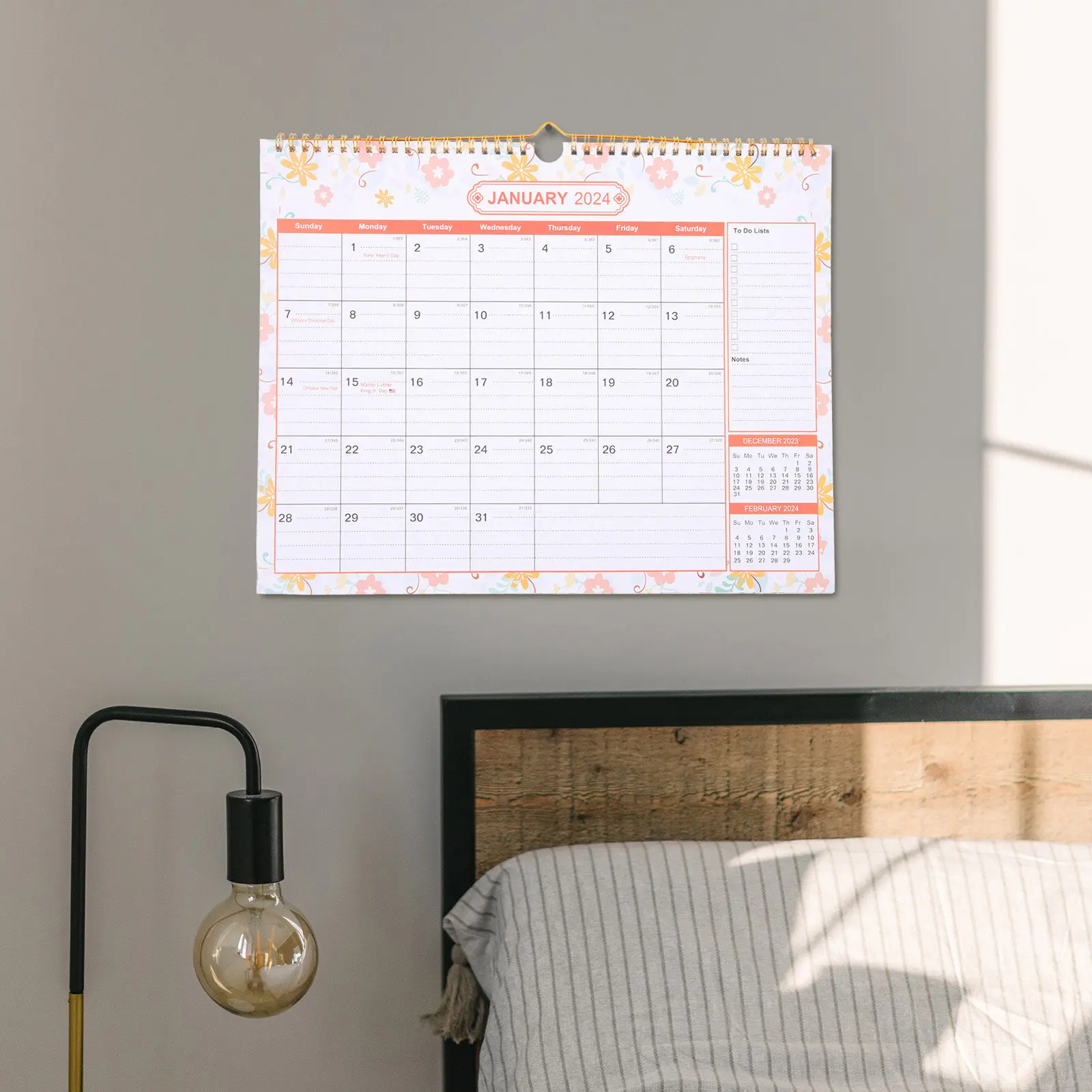 

English Wall Calendar Paper Material Monthly Hanging Calendar for Home Office Classroom Daily Use Countdown Wall Calendars