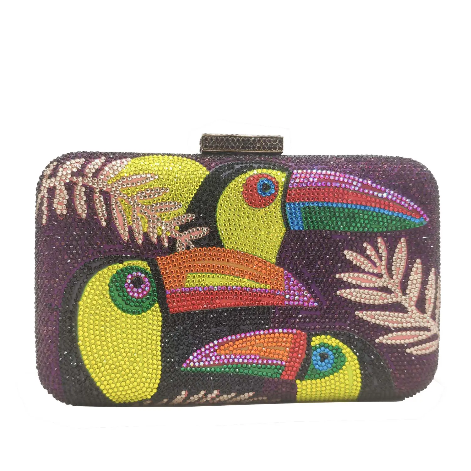 Neuheit Toucan Vogel Frauen Kristall Abendtaschen Strass Box Schminktäschchen Clutch Party Cocktail Handtasche Diamant Kette Geldbörse – Detail 8