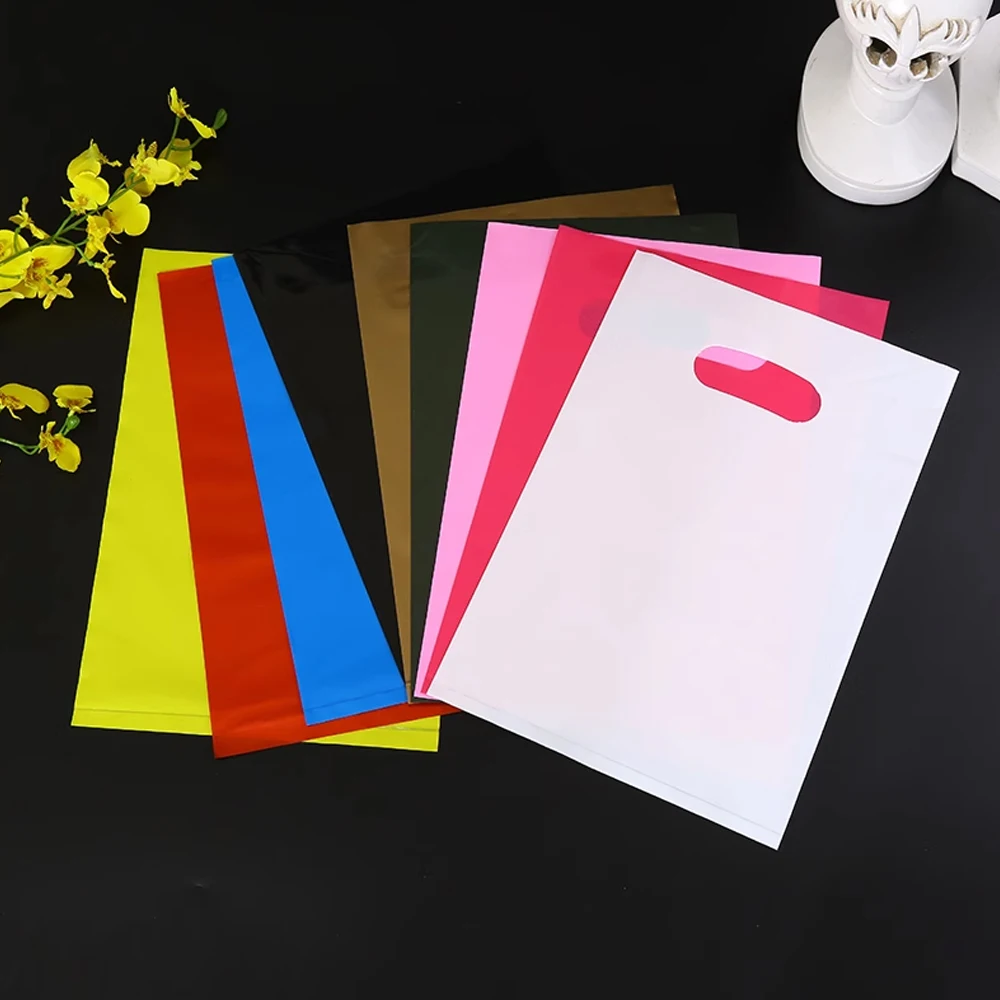 50/100 Stück Schmuck Kunststoff Einkaufstasche Hochzeit Geburtstag Gast Geschenkverpackung Boutique Shop Süßigkeiten Gebäck Geschäfte Organizer Beutel