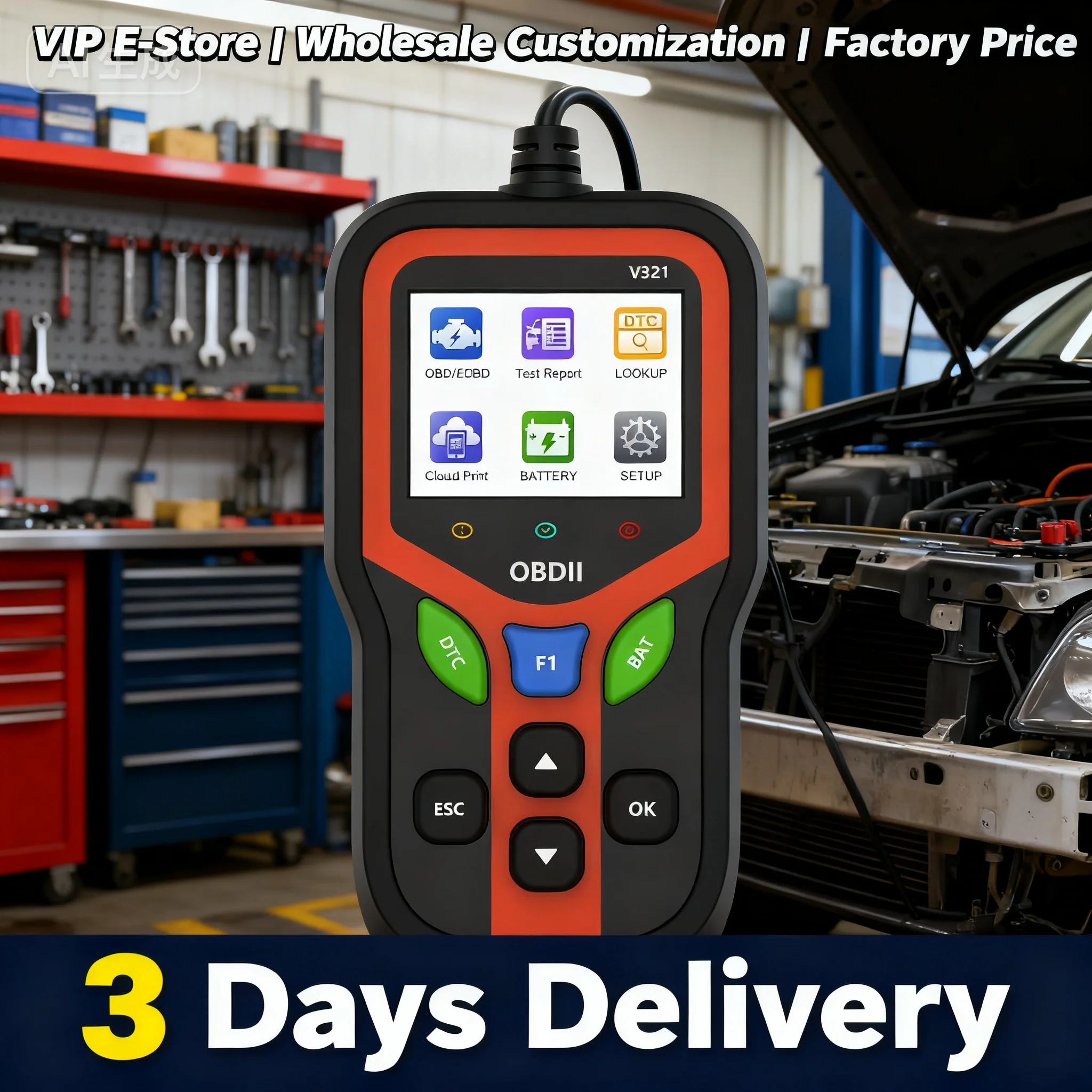 

Считыватель кодов OBD2 V321 — 9 протоколов, 2,4-дюймовый цветной ЖК-дисплейLive DataClear Check, подсветка двигателя, тест на здоровье батареи для автомобилей, грузовиков