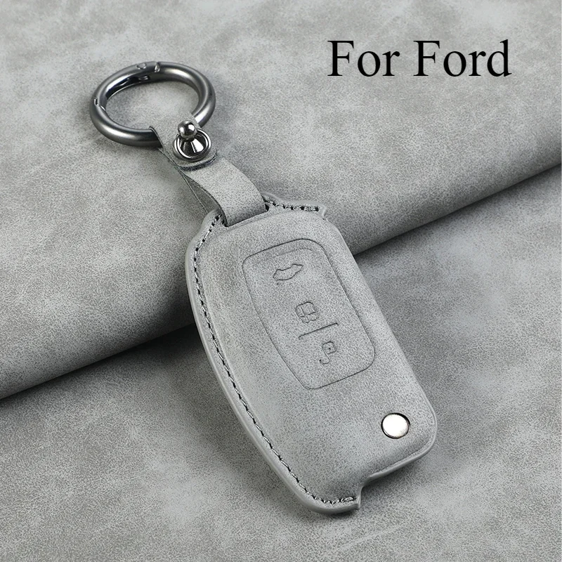 

Leather Car Flip Key Case Cover Shell For Ford Focus 2 3 Ecosport C-Max S-Max Ka Mondeo Kuga Galaxy Fiesta Keychain Accessories