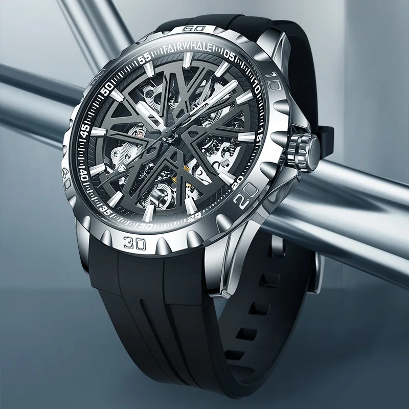 MARK FAIRWHALE brand men's fully automatic skeletonized mechanical watch, a best-selling light luxury watch
