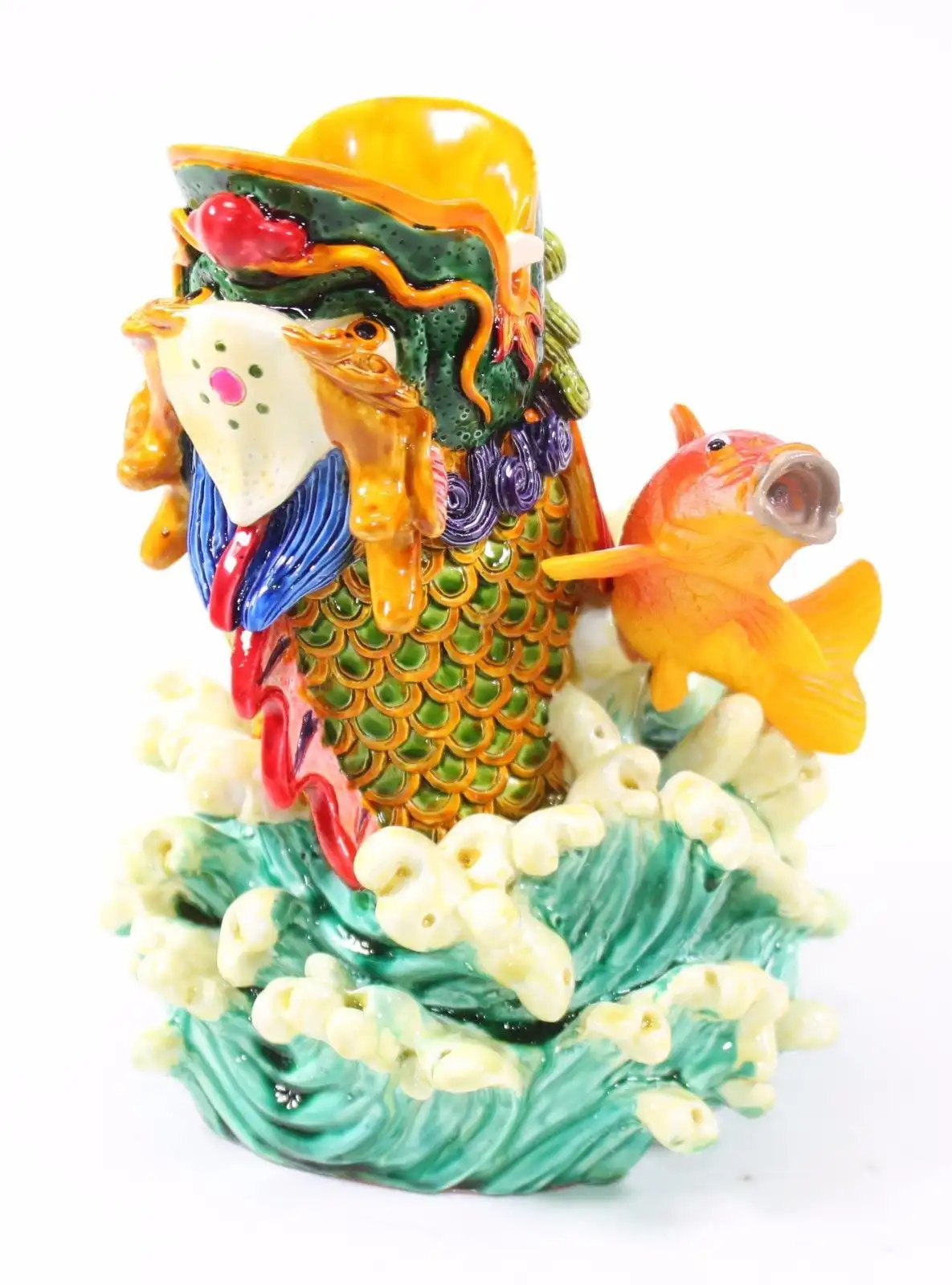 Feng Shui Carp & Dragon Pen Holder Figurine Statue Courage Achievement Success Home Decor Gift