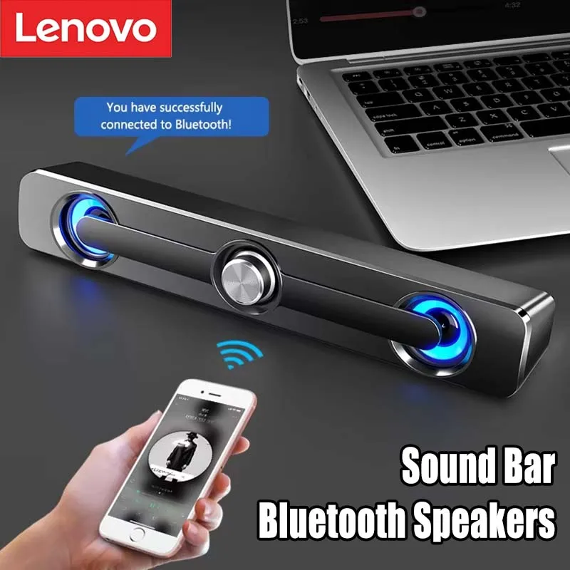 Саундбар Lenovo Salange, Bluetooth, USB, проводные колонки, стереодинамик для проектора, ноутбука, телефона, компьютера, 3,5 мм, Aux-динамик