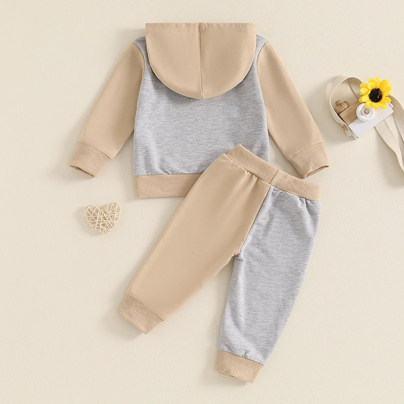 Toddler Baby Boy Clothes Color Block Long Sleeve Sweatshirt Tops and Pants Set Infant Fall Winter Outfit