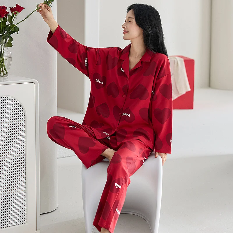 

Pajama Sets Red And Black Women Velvet Girlfriend Gift Winter Loungewear Thick Female Homeclothes Warm Cozy Silky Feel Elegant