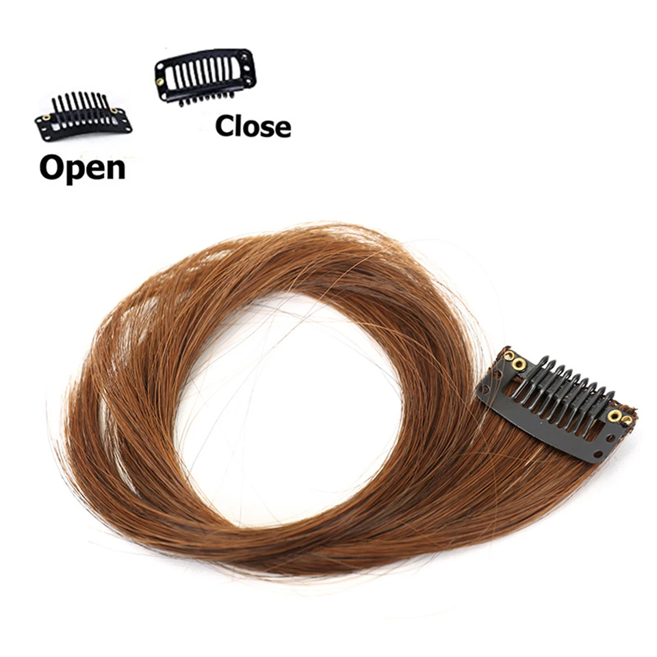 2 piezas de flequillo sintético con ondas, extensión de cabello con pinza, flequillo largo y ondulado rubio, invisible 3