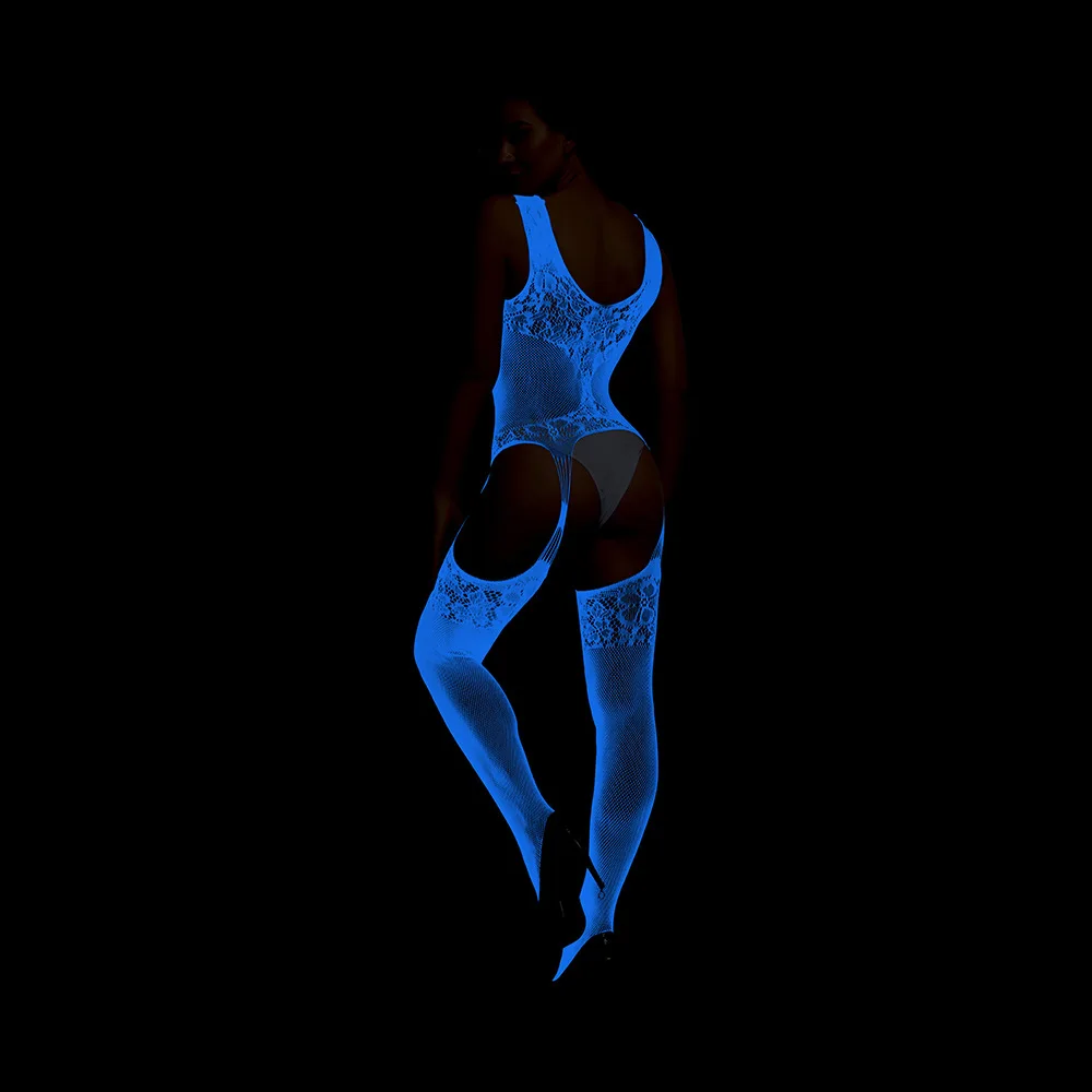 يتوهج في الظلام شبكة صيد السمك الجوارب النسائية مثير مضيئة الملابس الداخلية شبكة جنسي الملابس الداخلية داخلية Catsuit #2