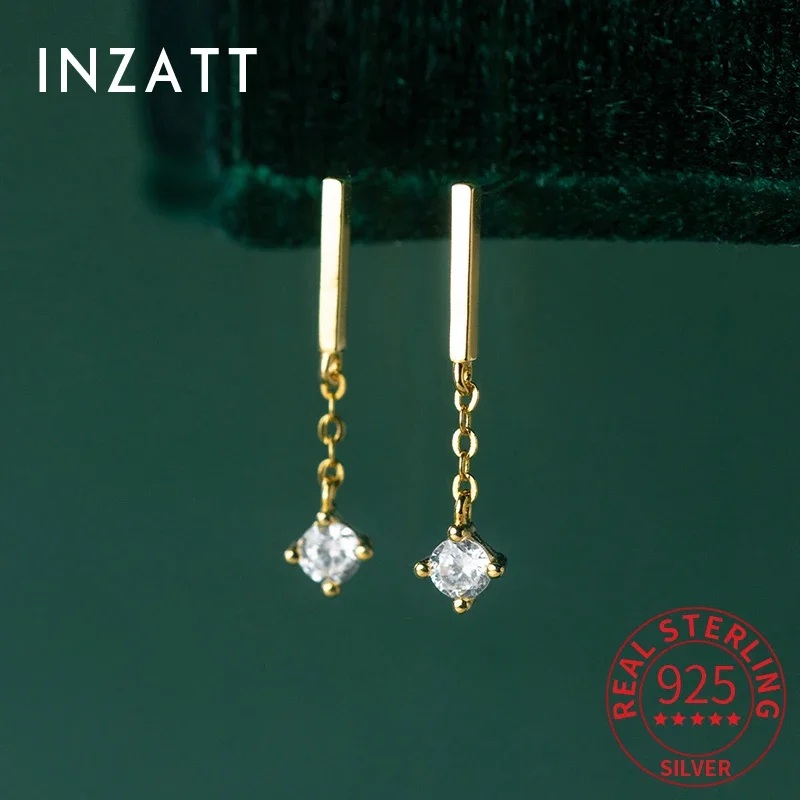 

INZATT настоящее серебро 925 пробы 2 см кисточка циркон кулон мини-серьги-гвоздики для очаровательных женщин изысканные ювелирные аксессуары