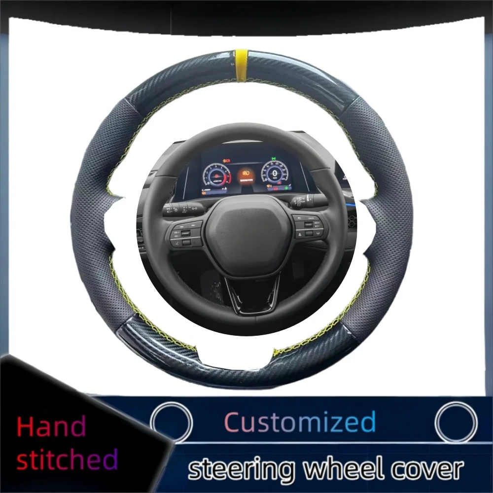 

Braid Car Steering Wheel Cover Wrap Hand Sewing Genuine Carbon Fibre Leather For Honda Civic 11th CRV CR-V XRV Car Accessories