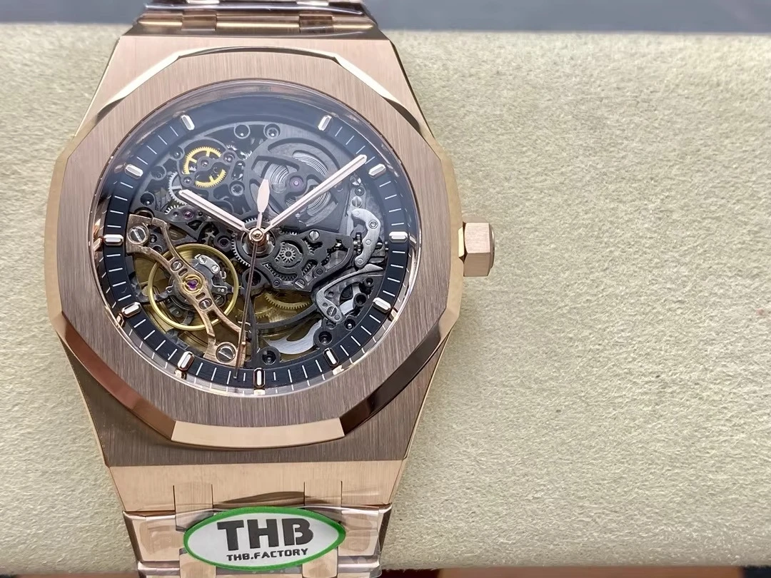 

New Luxury Super Quality Mechanical Watch 41mm THB Factory 3132 Movement 15407 Gold Skeleton Watch