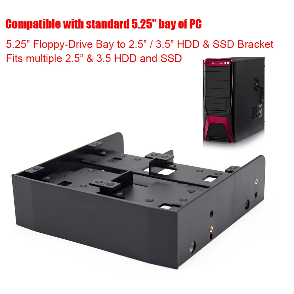 OImaster 2.5" / 3.5" HDD / SSD to 5.25" Floppy Drive Bay Computer Mounting Bracket