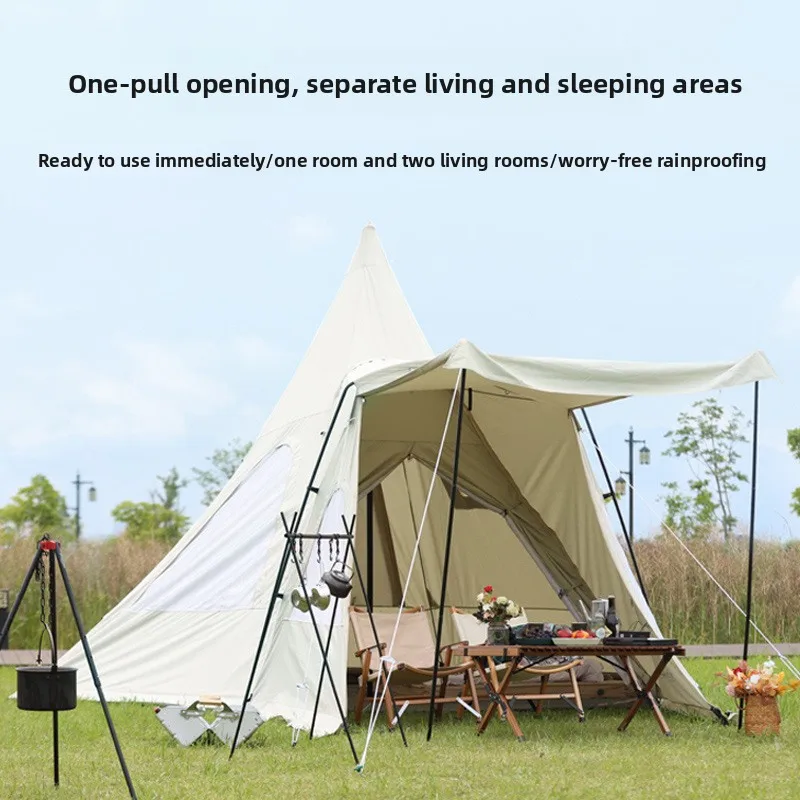 

Outdoor Technology Cotton Retro Four Seasons Camping Tent Portable Rainproof Sunscreen Oversized Empty Cotton Tent