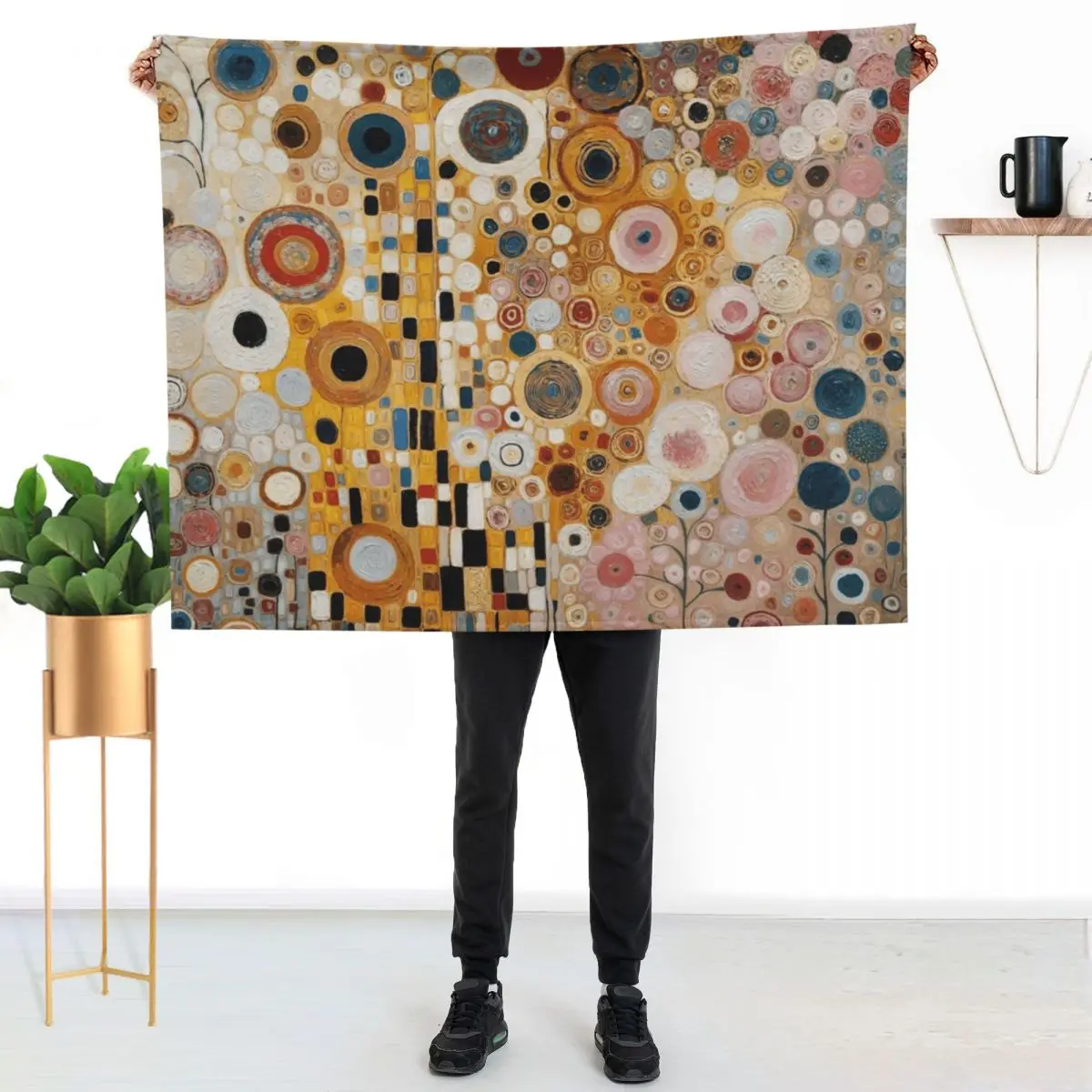 

Klimt Flowers Throw Blanket Lightweight Warm Blanket for Travel Camping