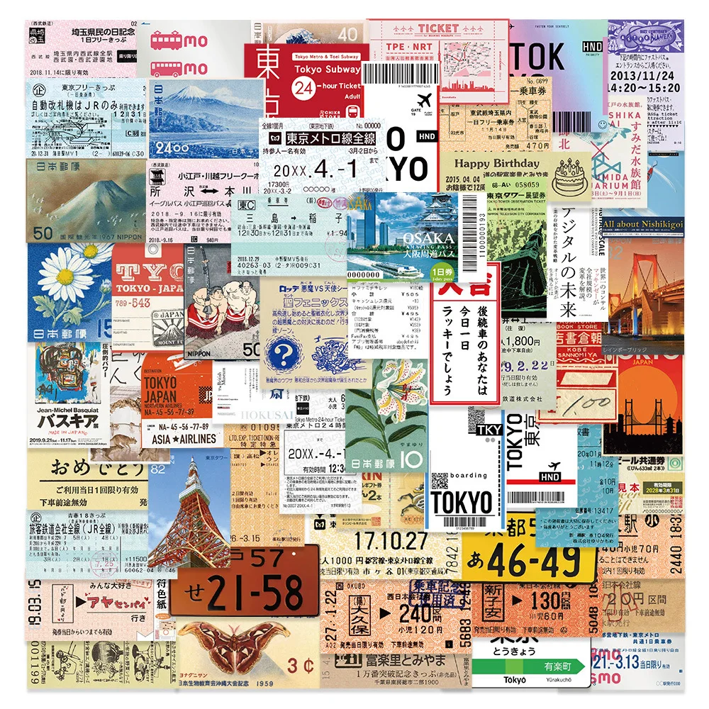 10/30/60PCS Tokyo Travel Stamp Stickers Aesthetics Decoration Suitcase Scrapbooking Phone Laptop Stationery Kid Toy Sticker Gift