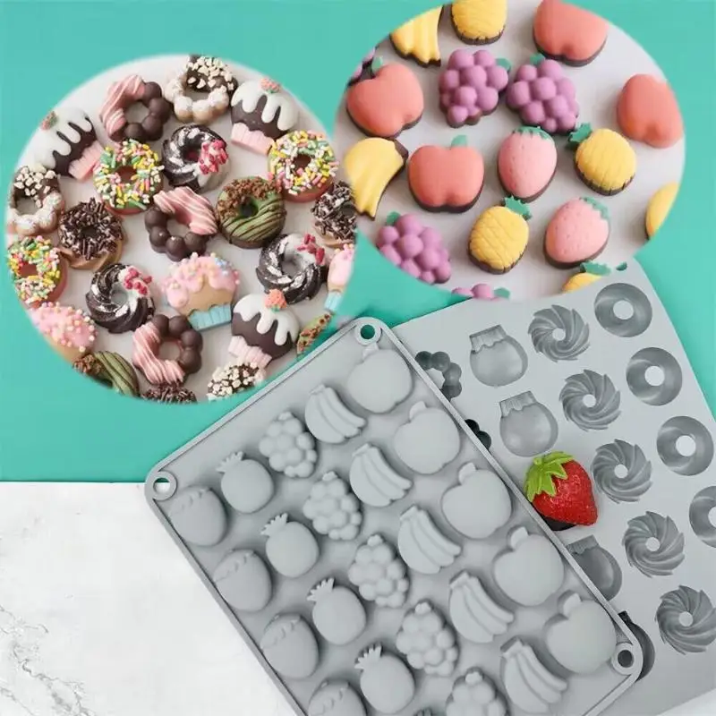 [S]Mango Pear Peach Raspberry Durian Fruit Series Cake Silicone Mold Baking Mousse Mould Cake Decoration Reusable Dessert Tool