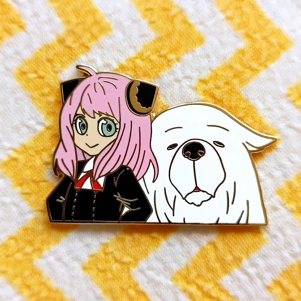 Kawaii Anya Forger and White Dog Hard Enamel Pin Cartoon Anime SPY×FAMILY Anime Fans Collect Badge Brooch Jewelry Gift