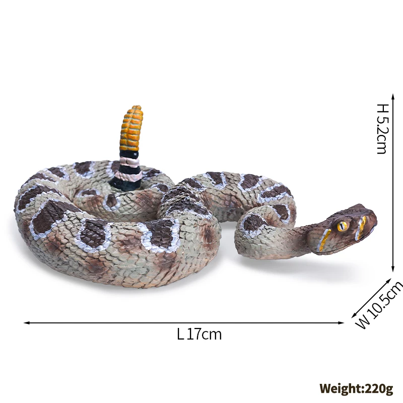 محاكاة شخصية الأفعى الجرسية نموذج الأفعى للأطفال لعبة تعليمية، تمثال عمل الحيوان، زخرفة وهدية