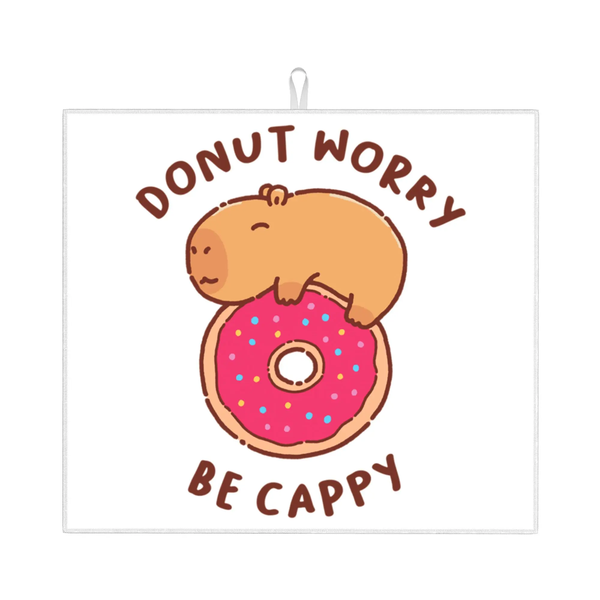 Capybara On A Donut Non Slip Kitchen Counter Protector Mat Barware Tableware Reusable  Bathroom Drying Mat For Kitchen
