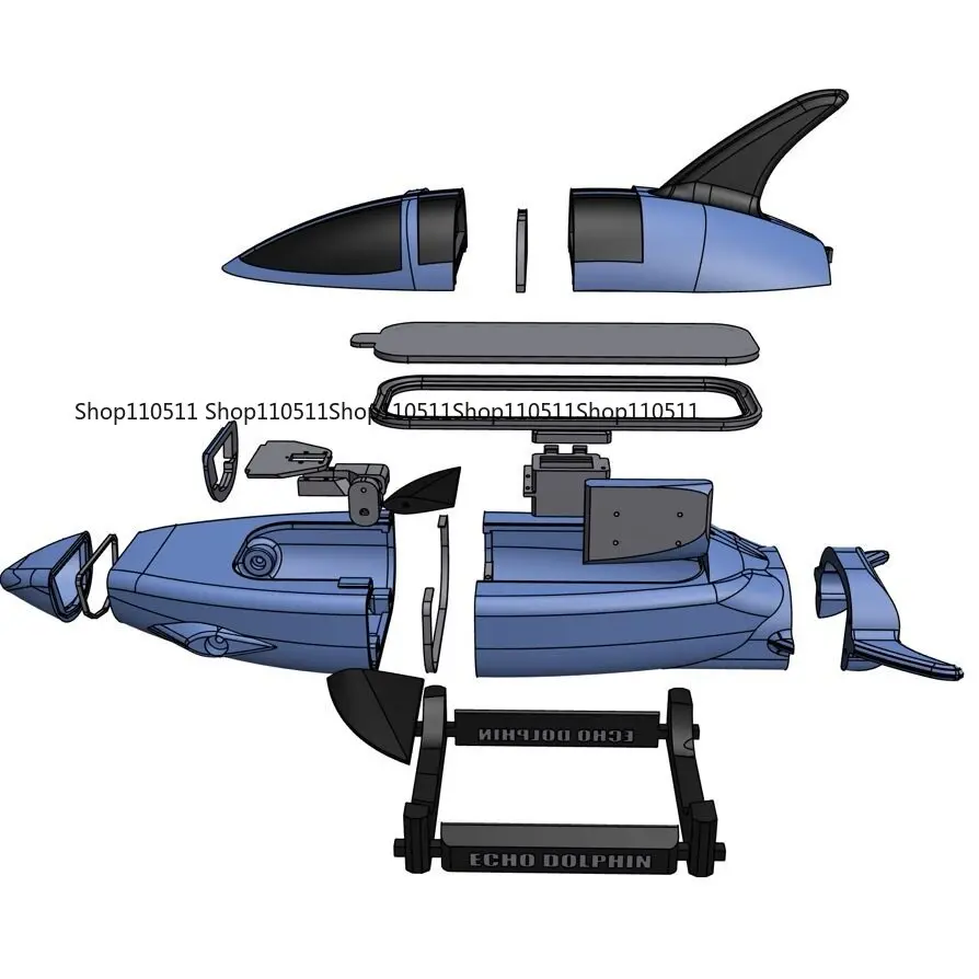[54cm] Dolphin Little Dolphin RC remote control boat, omnidirectional spray pump, fin linkage adaptation M-JET-35 pump