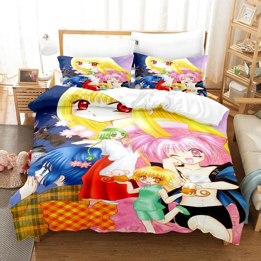 3D Print Anime Kawaii Girls Tokyo Mew Mew Bedding Set Single Twin Full Queen King Size Bed Set Adult Kid Bedroom Duvetcover Sets