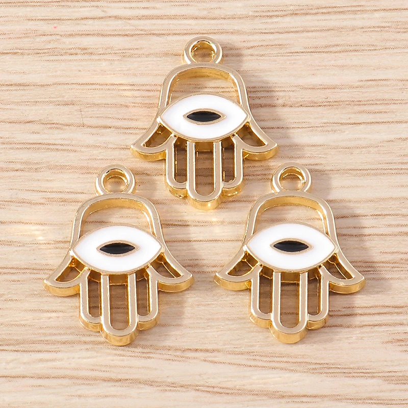 10 Stück 15x19mm Niedliche Emaille-Anhänger in Form von Handflächen und Augen für die Schmuckherstellung, Ohrhänger, Armbänder, Halsketten, DIY-Bastelzubehör – Detail 3